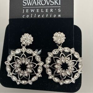 Swarovski Silver Floral Crystal Earrings/ clip